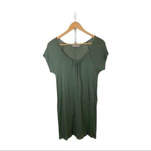 MICHAEL STARS Women’s Short Sleeve Cotton Blend Tee-Shirt Dress Green One Size
